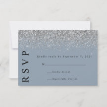 Stofbruine en Zilveren Glitter Huwelijks RSVP Kaar