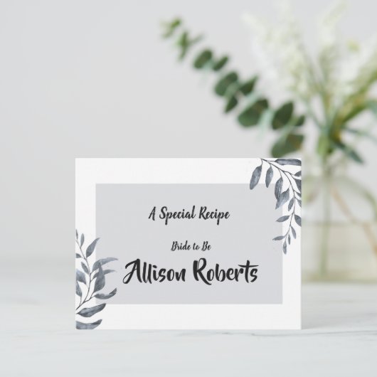 Stofbruine Eucalyptus   Bruidsdouche Recept Briefkaart (Staand voorkant)