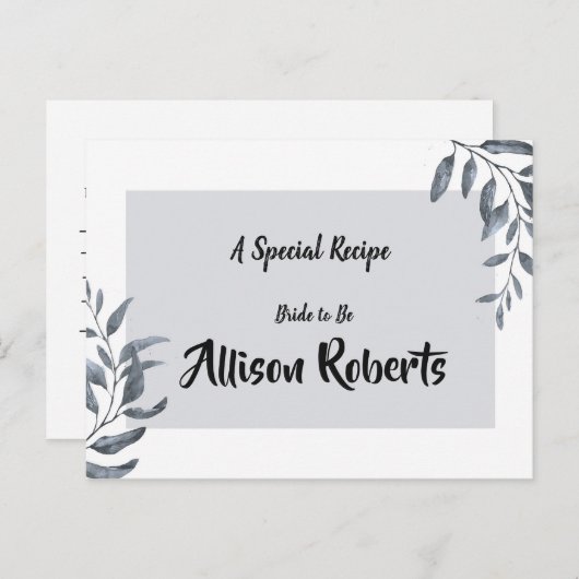 Stofbruine Eucalyptus   Bruidsdouche Recept Briefkaart (Voorkant / Achterkant)