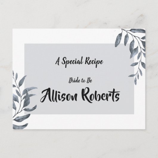 Stofbruine Eucalyptus Bruidsreceptie Recept Briefkaart (Voorkant)