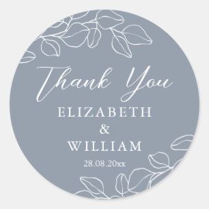 Stofbruine eucalyptus bruiloften bedankt ronde sticker