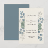 Stofbruine Eucalyptus Save The Date Kaart (Voorkant / Achterkant)