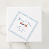 Stofbruine geruite bruidsborrel bedanken bedankjes labels (In situ)