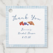 Stofbruine geruite bruidsborrel bedanken bedankjes labels (Voorkant)