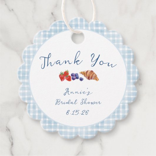 Stofbruine geruite bruidsborrel bedanken bedankjes labels (Voorkant)