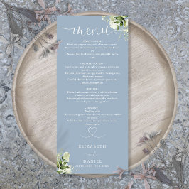 Stofbruine groene hart script bruiloftsdiner menu