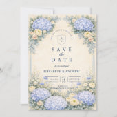 Stofbruine Hortensia Tuin Bruiloft Save The Date (Voorkant)