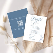 Stofbruine kalligrafie QR-code huwelijksdetails RSVP Kaartje