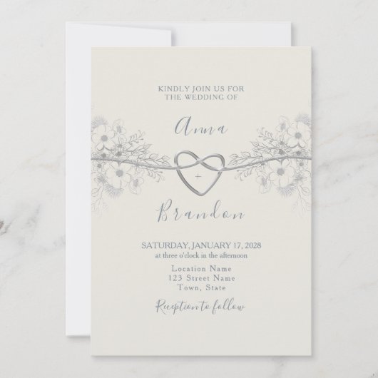 Stofbruine kalligrafie trouwuitnodiging kaart (Voorkant)