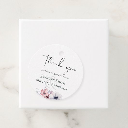Stofbruine Koraal Bloem Slank Bruiloft Bedankt Bedankjes Labels (In situ)