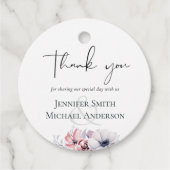 Stofbruine Koraal Bloem Slank Bruiloft Bedankt Bedankjes Labels (Voorkant)