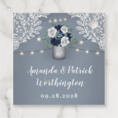 Stofbruine landelijke witte kanten metselwerfpot t bedankjes labels (Achterkant)