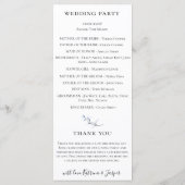 Stofbruine mauve waterverf bloemen bruiloft programmakaart (Achterkant)