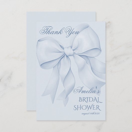 Stofbruine Minimale Bruidsdouche  Bedankkaart (Voorkant / Achterkant)