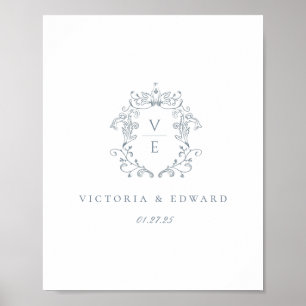 Stofbruine Monogram Wapen Huwelijk Poster