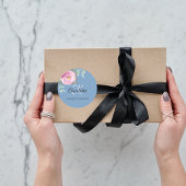 Stofbruine roze bloemige eucalyptus bedankt ronde sticker