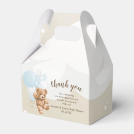 Stofbruine teddybeer met ballonnen bedankdoosjes