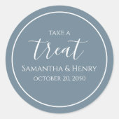 Stofbruine Trouw Simpele Calligrafie Script Behand Ronde Sticker (Voorkant)