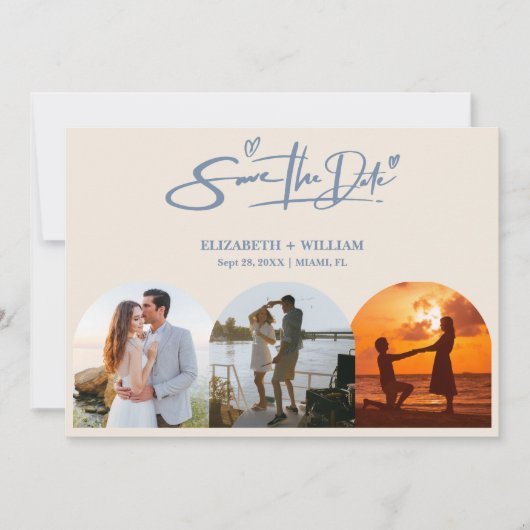 Stofbruine Trouwfoto QR-code Elegant Save The Date (Voorkant)