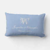 Stofbruine Trouwherinnering Monogram Schrift Namen Kussen (Achterkant)