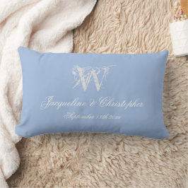 Stofbruine Trouwherinnering Monogram Schrift Namen Kussen