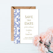 Stofbruine Vintage Save the Date Kaart
