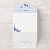 Stofbruine Waterverf Bloem Bruiloft All In One Uitnodiging (Buitenkant)