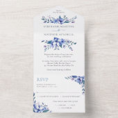 Stofbruine Waterverf Bloem Bruiloft All In One Uitnodiging (Binnen)