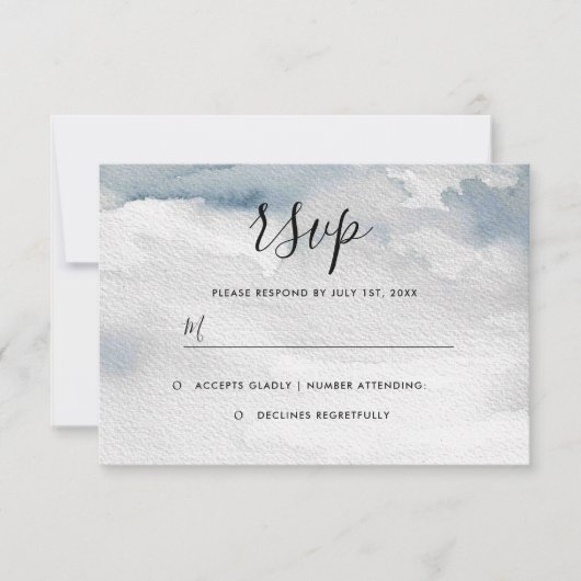Stofbruine waterverf bruiloft RSVP kaart (Voorkant)