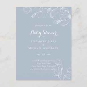 Stofbruine witte magnolia's baby shower briefkaart