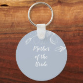 Stofbruine witte magnolia's bruiloft sleutelhanger (Voorkant)