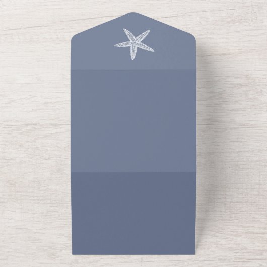 Stofbruine Zeester Bruiloft All In One Uitnodiging (Buitenkant)