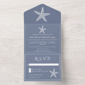 Stofbruine Zeester Bruiloft All In One Uitnodiging (Binnen)