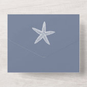 Stofbruine Zeester Bruiloft All In One Uitnodiging (Achterkant)