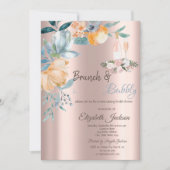 Stofbrunch Rozen, Wijn, Roos Goud Vrijgezellenfees Kaart (Voorkant)