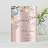 Stofbrunch Rozen, Wijn, Roos Goud Vrijgezellenfees Kaart (Staand voorkant)