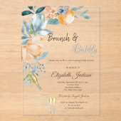 Stofbrunch Rozen, Wijn, Zilver Vrijgezellenfeest Acryl Uitnodigingen (Voorkant)