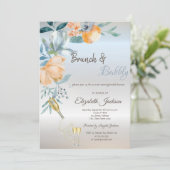 Stofbrunch Rozen, Wijn, Zilver Vrijgezellenfeest Kaart (Staand voorkant)