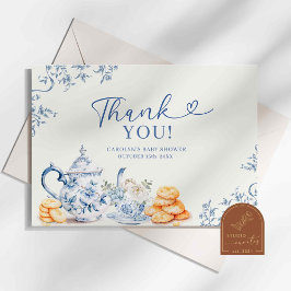 Stofbue Chinoiserie Baby Shower Theepartij Bedankkaart