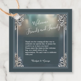 Stoffelijk blauw Art Deco  lijst bruiloft Bedankjes Labels