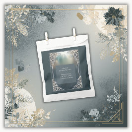 Stoffelijk blauw Art Deco lijst bruiloft Bedankzakje