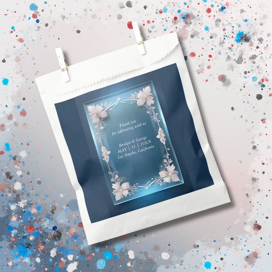 Stoffelijk blauw Art Deco lijst bruiloft Bedankzakje