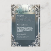 Stoffelijk blauw Art Deco  lijst bruiloft Informatiekaartje (Voorkant)