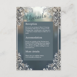 Stoffelijk blauw Art Deco  lijst bruiloft Informatiekaartje