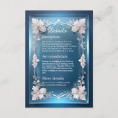 Stoffelijk blauw Art Deco lijst bruiloft Informatiekaartje (Voorkant)