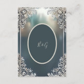 Stoffelijk blauw Art Deco  lijst bruiloft Informatiekaartje (Achterkant)