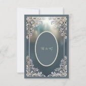 Stoffelijk blauw Art Deco  lijst bruiloft RSVP Kaartje (Achterkant)