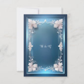 Stoffelijk blauw Art Deco  lijst bruiloft RSVP Kaartje (Achterkant)