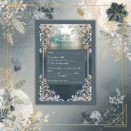 Stoffelijk blauw Art Deco lijst bruiloft RSVP Kaartje