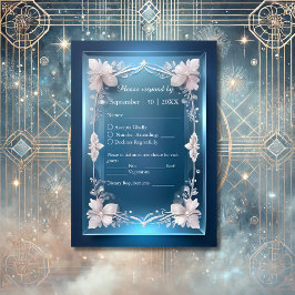 Stoffelijk blauw Art Deco  lijst bruiloft RSVP Kaartje